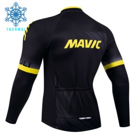 Wielershirt 2024 Mavic Lange Mouw Winter Thermal Fleece Zwart